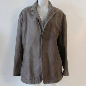 Mens Isaac Sellam Taupe Suede Hook and Eye Closure Sport Coat Jacket XL